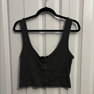 Forever 21 Charcoal Buttoned Crop Top